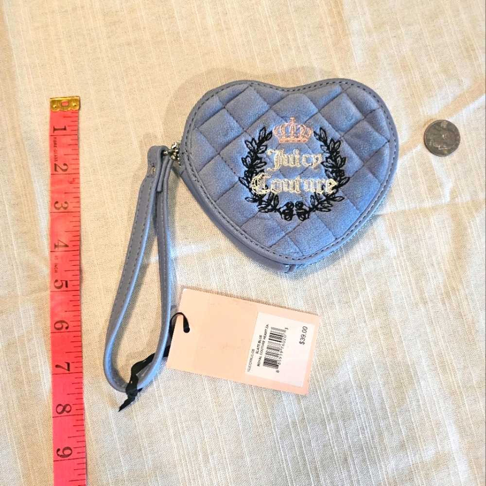 Juicy Couture Light Blue/purple Quilted Heart Wristlet